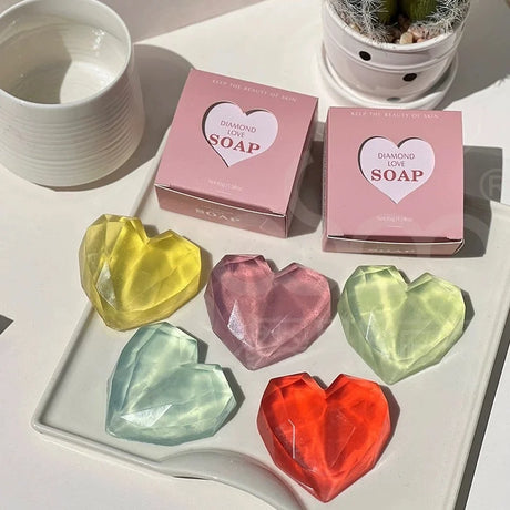 1/3/5pcs mix Diamond Heart Handmade Soap Wedding Gift Set Facial Soap with Chamomile Fragrance Essential Oil Soap