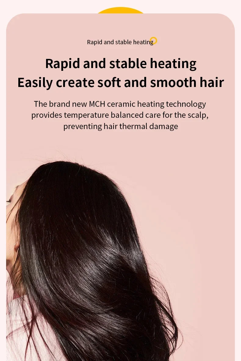 Fluffy Comb Straight Hair Curling and Straightening Dual Purpose Curling Brush PTC Heating Red Light Hair Care Curling Iron