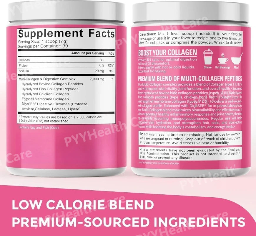 Multi Collagen Peptides Powder – Types I, II, III, V, X, Hydrolyzed Collagen for Women 99% Absorption Skin Hair Nails Joints
