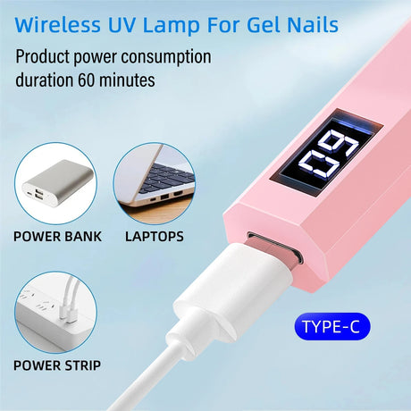 Convenient Handheld Nail Dryer Lamp UV/LED Nail Curing All Gel Polish Nail Art Tool USB Rechargeabl Quick Dry Nail Lamp