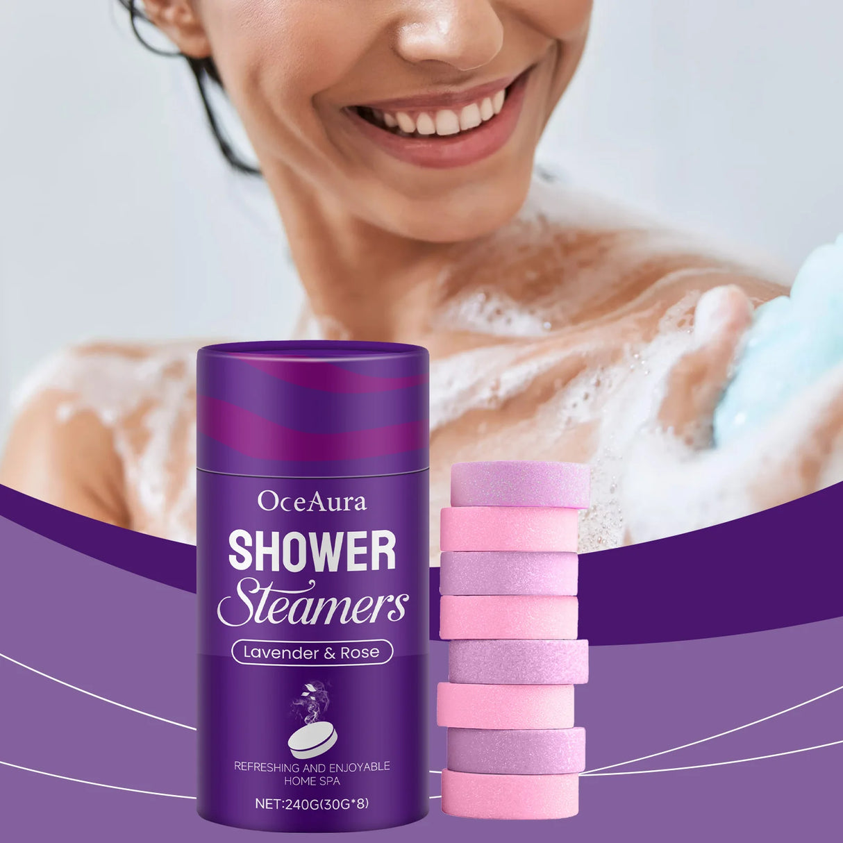 Rose Lavender Aromatherapy Shower Steamers Tablets Home Spa Relax Body Mental Relaxation Bath Products Shower Steamers Tablets