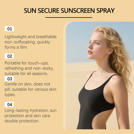 100ML Spf50 Sunscreen Spray Non-stciky Protect Skin Moisturizing Enhance Smoothness Refreshing Prevent Sunburn Sunscreen Spray