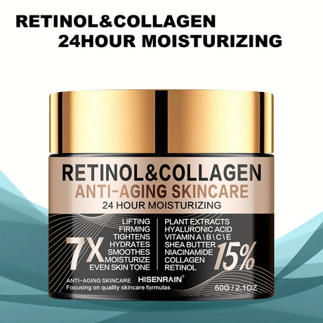 HISENRAIN Retinol Collagen Face Cream - Anti-Aging Intense Moisturizer, Reduce Wrinkles Fine Lines & Firm Skin.