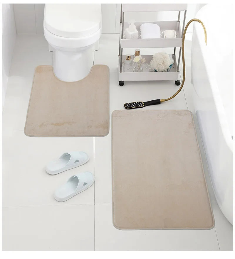 Three Piece Toilet, Bath Floor Mat, Shower Mat, Bath Absorbent Mat, Non Slip Carpet, Soft and Comfortable, Laundry Room.