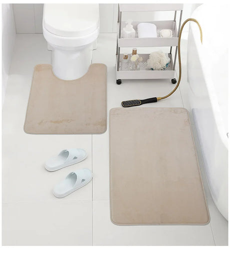 Three Piece Toilet, Bath Floor Mat, Shower Mat, Bath Absorbent Mat, Non Slip Carpet, Soft and Comfortable, Laundry Room.