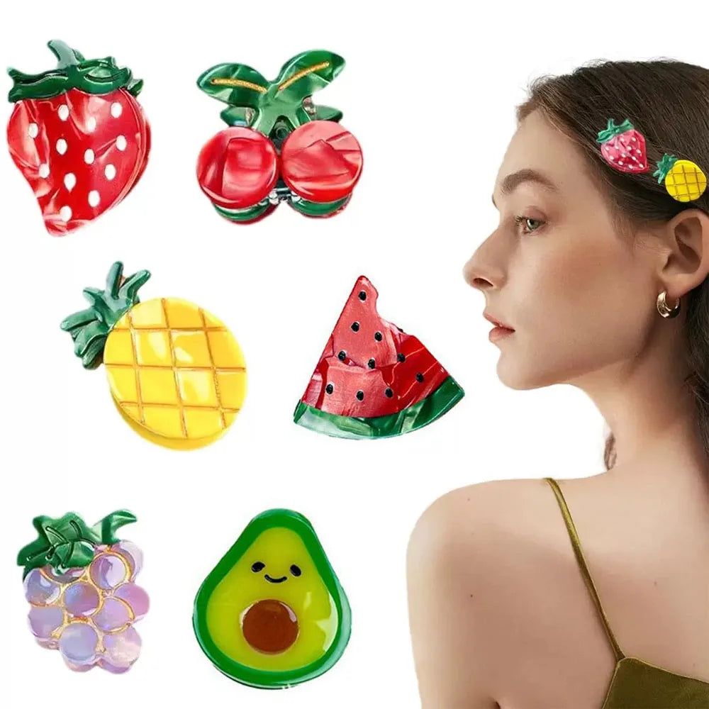 1/3/6pcs Strawberry Cherry Fashionable Ins Hair Accessories Fruit Hair Clips Acetic Acid Hair Clips