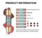 Butter Glow & Go Multiuse Stick Double-Headed Bronzer Blush Stick for Cheeks Contours Light Glossy Bronze&Pink Blusher Cosmetics