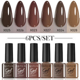 LILYCUTE 6Pcs/set 7ml Coffee Series Gel Nail Polish Kit 125 Colors Manicure Semi Permanent Soak Off UV Nail Art Gel Varnish