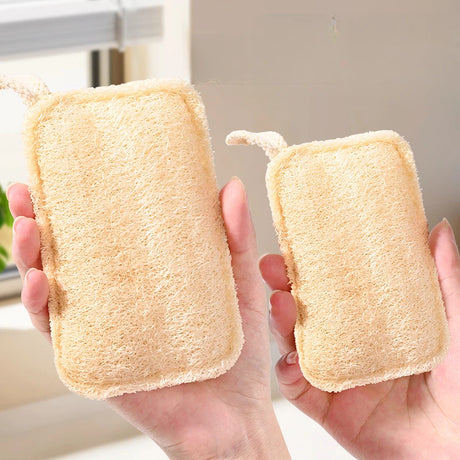 6pcs Natural Loofah Exfoliating Sponges - Gentle Body Scrubber for Shower & Bath, Bamboo Fiber Cleaning Pads