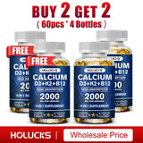 Calcium + D3 + K2 + B12 Capsules, Strength Bone & Teeth, Muscle Health, Replenish Joints, Support Immune Function