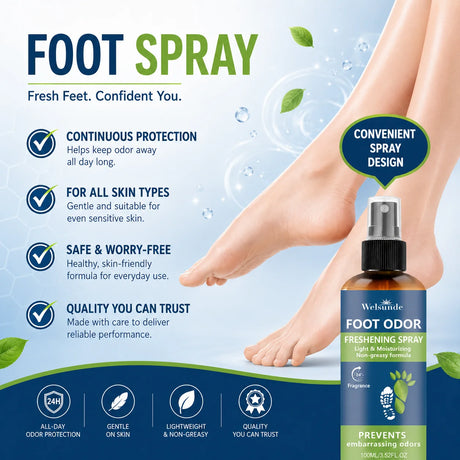 Instant Freshness Spray,FOOT ODOR CONTROL SPRAY, a Natural Plant-Based Formula, Quickly Deodorizes Lasts Long, Refreshing The Feet, Absorb a Large Amount of Sweat, Shoe And Foot Odor, Shoe Odor Remover, Feet Care Products, Sh