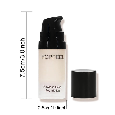 POPFEEL Flawless Satin Foundation, Full Coverage, Waterproof & Sweatproof, Long-Lasting for Perfect Base