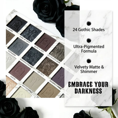 24-Color Halloween Eyeshadow & Makeup Brushes & Mascara Eye Makeup Set, Earth-Tone Smoky Matte and Shimmer for a Natural Look