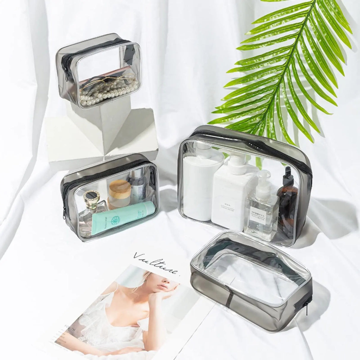 Clear Cosmetic Bag, Transparent Makeup Organizer Pouch for Toiletries, Portable Travel & Gift Storage ﻿