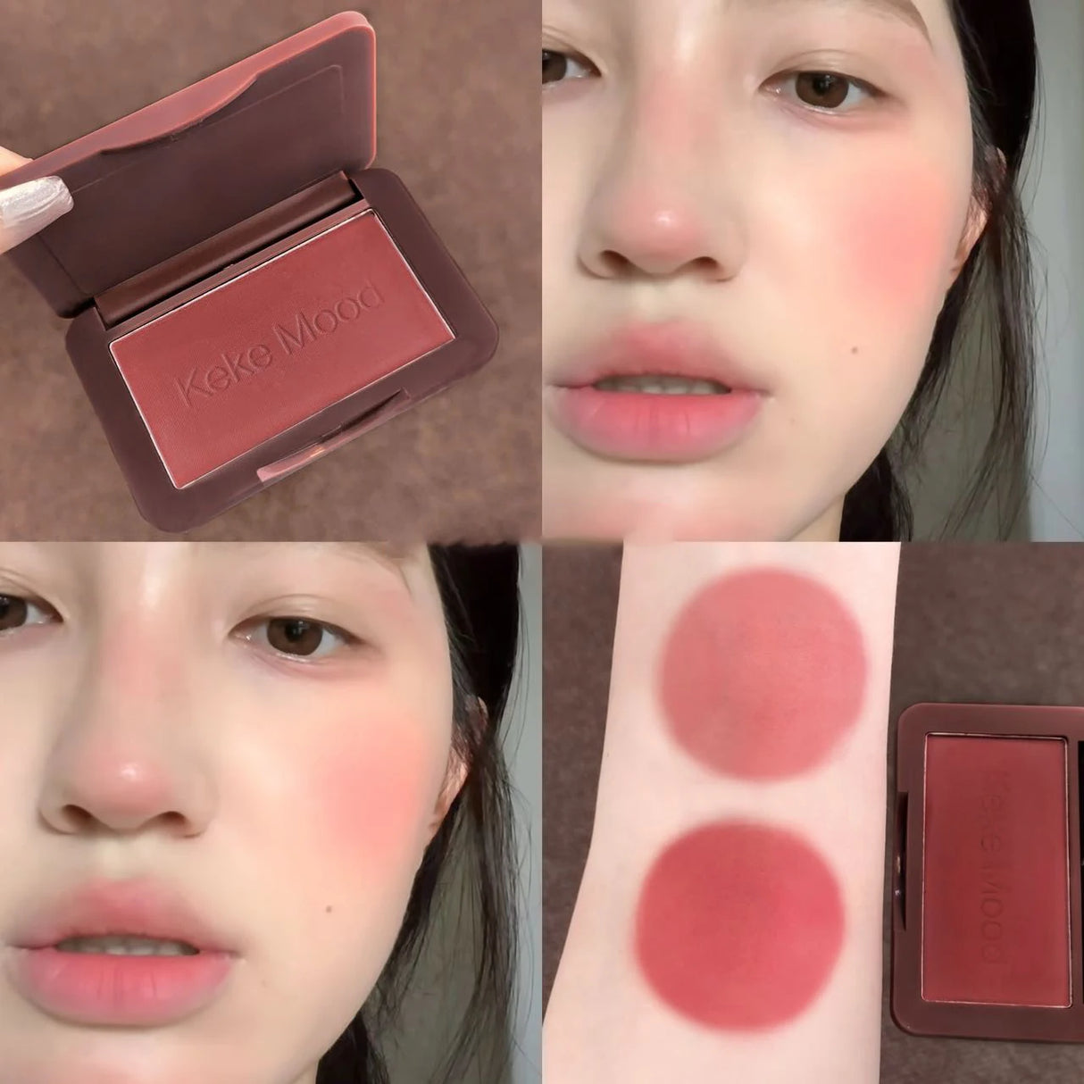Monochrome Matte Blusher Palette Soft Silky Cheek Natural Facial Blush Rouge Plate Lasting Nude Low Saturation Powder Blush Disk