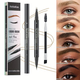 Waterproof Dual-Tip Liquid Eyebrow Pencil, Available in Light Brown, Brown, Dark Brown, Dark Black, and Black, Multi-Pack, for Natural Eyebrow Makeup, Quick-Drying, Sweat-Proof, Smudge-Proof, with Eyebrow Brush, Dual-Tip Liqu