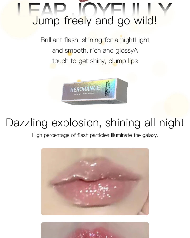 HERORANGE Glittering Mirror Lip Glaze, Watery Shimmering Light Lip Gloss Makeup 6 Colors, Hydrating Moisturizing, Long Lasting