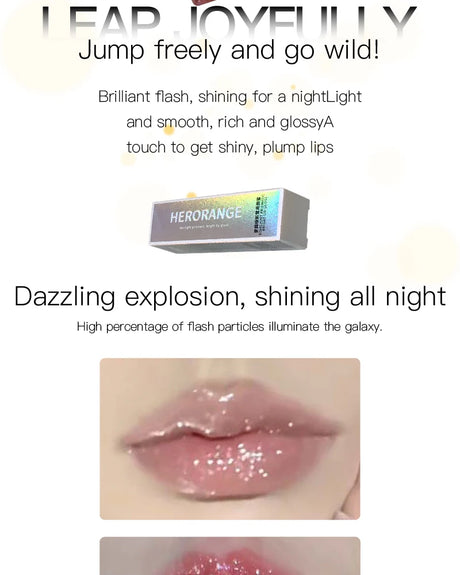 HERORANGE Glittering Mirror Lip Glaze, Watery Shimmering Light Lip Gloss Makeup 6 Colors, Hydrating Moisturizing, Long Lasting