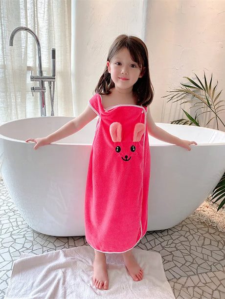 Children's bath towel, bathrobe, Wrap shower skirt Super soft children's absorbent beach towel suitable for 3-1 4year old girls