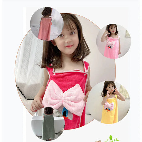 Children's bath towel, bathrobe, Wrap shower skirt Super soft children's absorbent beach towel suitable for 3-1 4year old girls