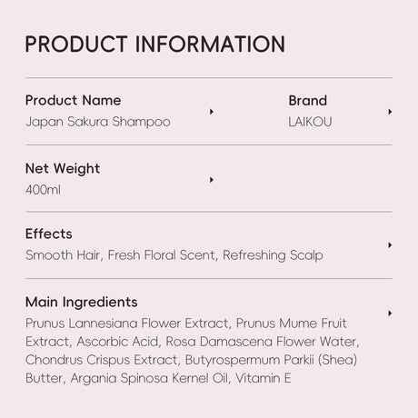 LAIKOU Japan Sakura Shampoo Repair Anti Split Ends Smooth Frizz Dry Hair