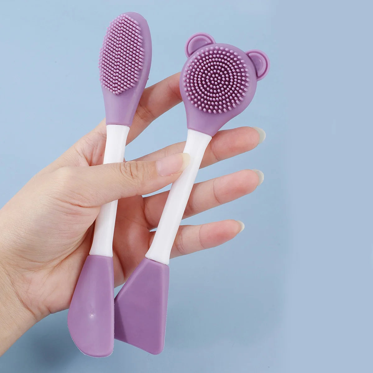 Bear Silicone Double Head Face Mask Brush Facial Exfoliate Blackhead Removal Cleanser Brush Mud Film Facial Brush Skin Care Tool