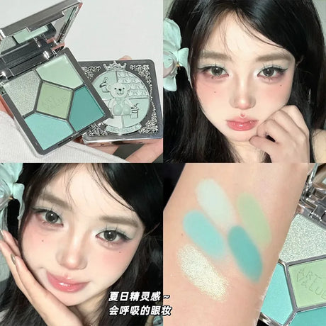 Eyeshadow Palette Blush Highlight Makeup Pearly Highgloss Shimmer Pink Brown Earth Color Fine Sequins Eye Shadow