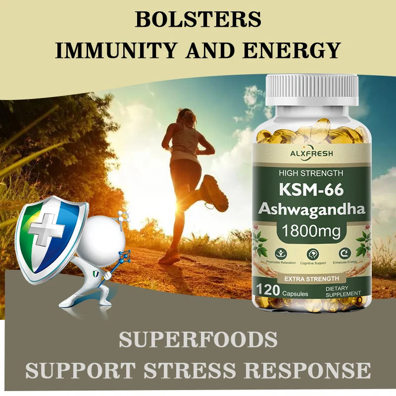 Ashwagandha Capsules Support Antioxidant Lipid-lowering Stress-relief Improve Sleep Enhance Immunity Increase Energy and Focus