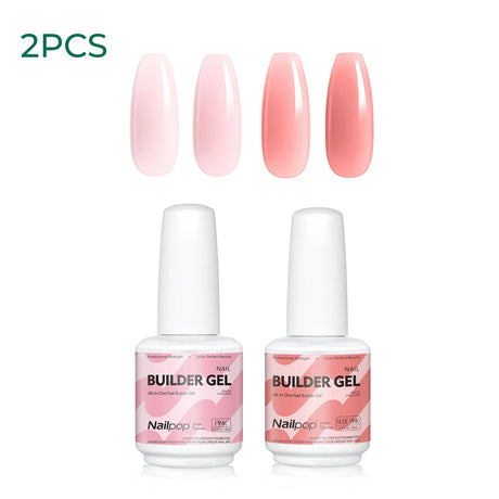 Nailpop 15ml Builder Gel Nail Polish for Nail Apex & Extension Strengthener Upgraded Soak Off UV Gel Rhinestone Glue 4 Colors