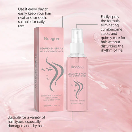 Leave-In Hair Conditioner Care Spray Wash Free Gentle Nourishing Scalp Anti Frizz Split Ends Daily Moisturizing Hair Spray 100ml
