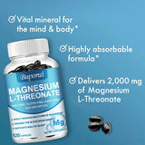 Magnesium L Threonate - Focus and Memory Enhancer, Supports Nerve Function, Muscle Strength, Bone and Joint Health