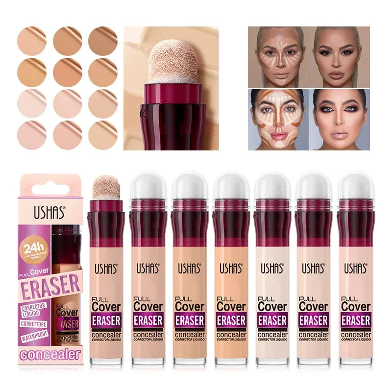 12 Color Liquid Concealer Moisturizing Rotating Sponge Head Concealer Long Lasting Lightweight Multi-use Foundation Makeup