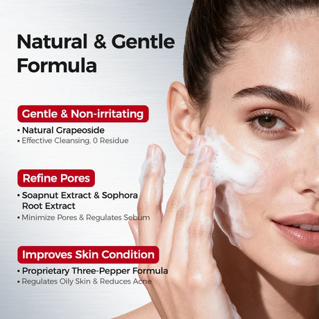 NING DERMOLOGIE Amino Acid Korean Facial Cleanser with Salicylic Acid Help with Pore Tighten, Acne & Blackheads