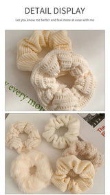 7 Pcs/Set Women Hair Scrunchies Set Plush Solid Hair Band for Girls Ponytail Holder Rubber Bands Hair Ties Hair Accessories