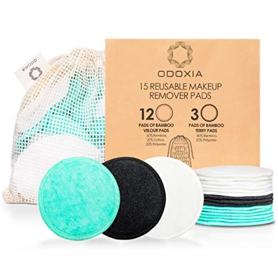 Reusable Makeup Remover Pads Eco Friendly Zero Waste Cotton Rounds Beauty Products 15 Natural Organic Face Pads with Laundry Ba