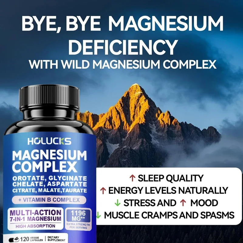 Magnesium Complex Capsules, Support Energy, Bone Strength, Restful Deep Sleep, Brain Health & Anxiety Relief