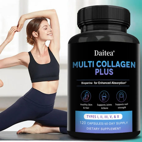 Multi Collagen Capsules (Types I, II, III, V & X) Support Skin Hair Nail Joint Health, Antioxidant, Anti-Aging