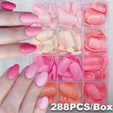 576pcs/Box Colorful Fake Nails Black Red Design Fake Nail Oval Short Square Press On False Nails Mixed Full Cover Nail Tips