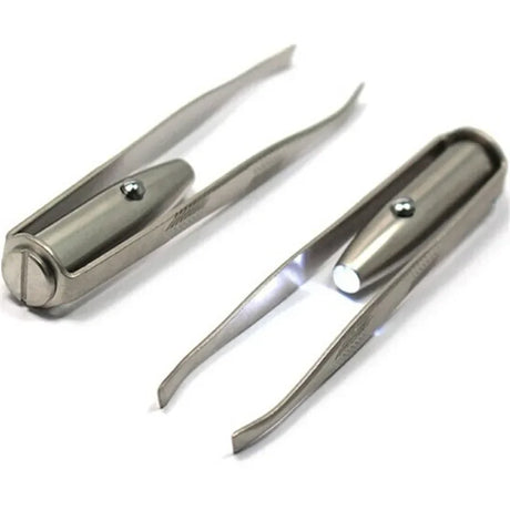 Portable Stainless Steel Led Make Up LED Light Eyelash Eyebrow Clip Tweezer Set Smart Design Hair Remove Tweezer Makeup Tool