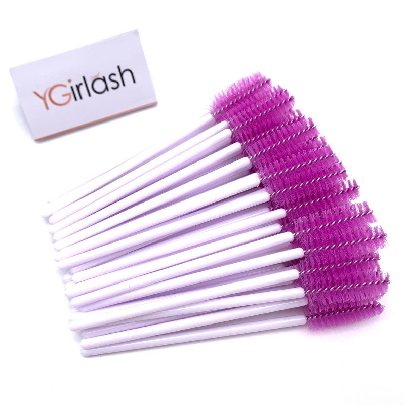 YGirlash 50Pcs Lash Swans Crystal Eyelash Applicator Disposable Diamond Handle Nylon Mascara Wands Brush Cosmetic Tools