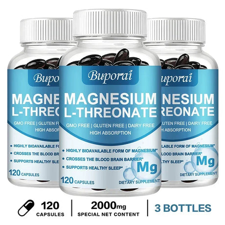 Magnesium L Threonate - Focus and Memory Enhancer, Supports Nerve Function, Muscle Strength, Bone and Joint Health