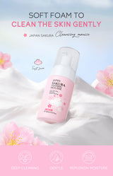 LAlKOU Japan Sakura Cleansing Mousse Facial Cleanser  Shrink Pores Deep Clean Oil Control Moisturizing Skin Care 100ml