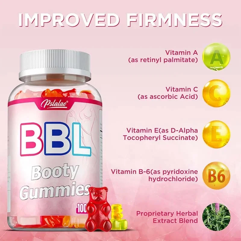 BBL Gummies for Bigger Butt Growth - Shape Female Body, Tighten Buttocks, Prevent Sagging and Collapse, Increase Sexy Buttocks