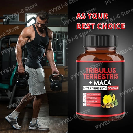 Tribulus Terrestris + Maca Root Extract Supplement Supports Energy Vitality Natural Herbal Health Non-GMO 90 Vegan Capsules