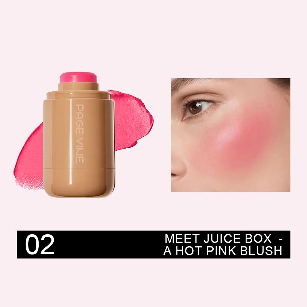 Pocket Matte Blush Stick Long Lasting Non-Sticky Lip & Cheek Tint Natural Nude Brightening Contour Rouge