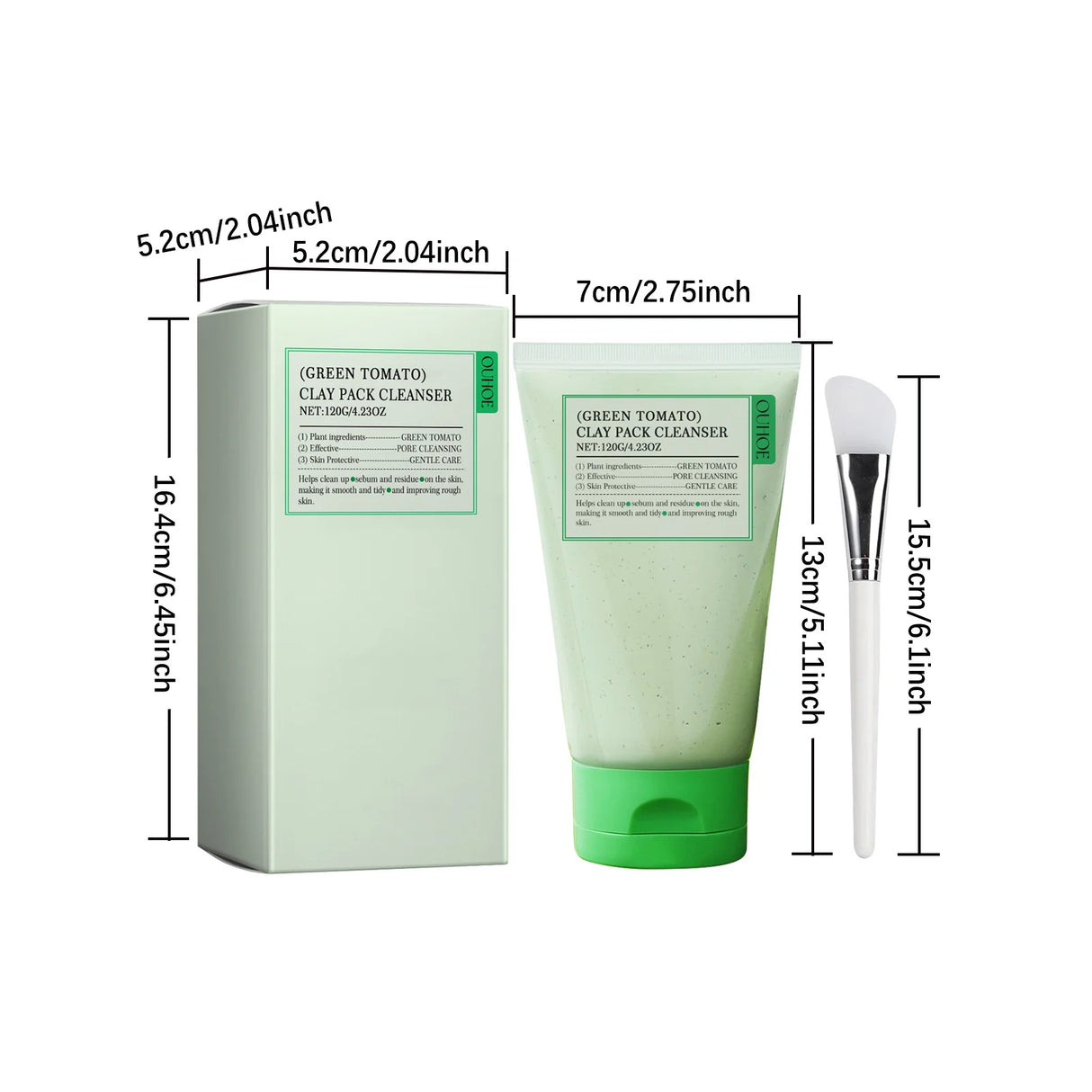 Green Tomato Mud Mask Cleansing Blackhead Pore Improve Rough Oil Control Moisturize Brighten No Irritation Facial Clay Cleanser