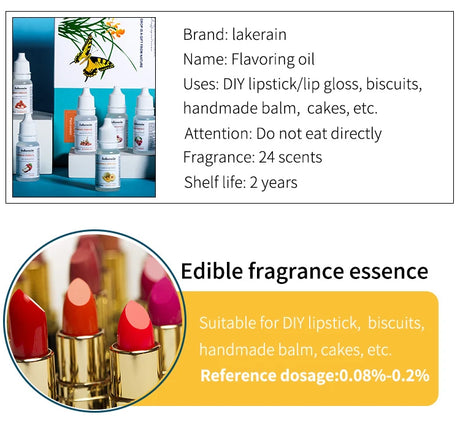 DIY 10ml Pure Fruit Fragrance Oil Diffuser Essential Oils Strawberry Flavor Oil For Lip Gloss DIY Soap Making Lipgloss Essence