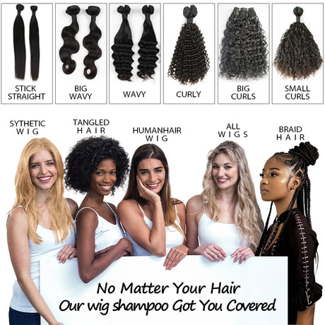 GOIPLE Natural Coconut Oil Wig Milk Shampoo Smooth Repair Moisturizes Frizzy Hair for Wigs Wave 2 in 1 Wig Wash Care Product
