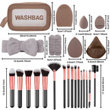 16PCS Professional Makeup Brush Set Premium Synthetic Eyeshadow Contouring Foundation Highlight Setting Powder Eyeliner Blending