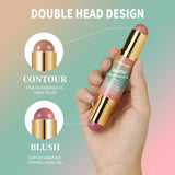 Butter Glow & Go Multiuse Stick Double-Headed Bronzer Blush Stick for Cheeks Contours Light Glossy Bronze&Pink Blusher Cosmetics
